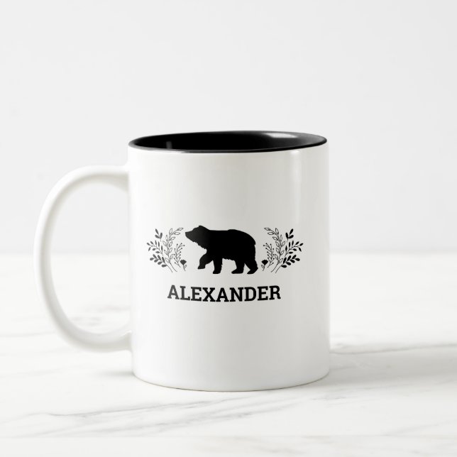 Taza Bicolor Mug de oso blanco negro personalizado (Izquierda)