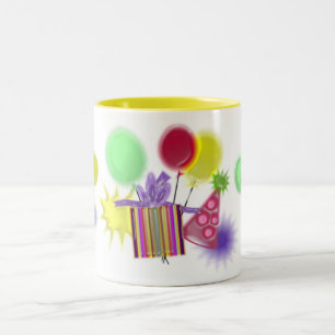 Taza Bicolor Mug de partido de cumpleaños dimensional