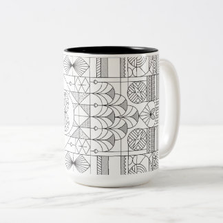 Taza Bicolor Mug de patrón de arte de línea de simetría Art Dec