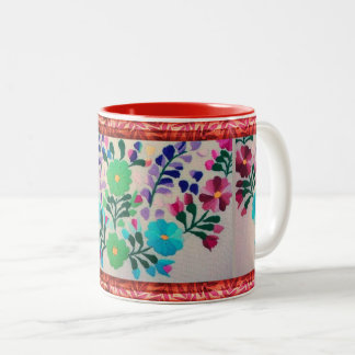 Taza Bicolor Mug de patrón de flores de color