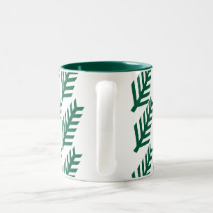Taza Bicolor Mug de patrón de hoja verde minimalista - Perforac