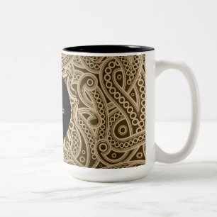 Taza Bicolor Mug de patrón Funky Gold Paisley personalizado