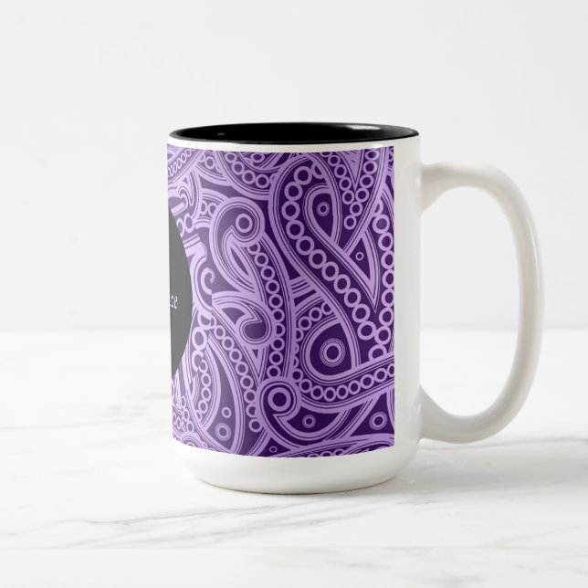 Taza Bicolor Mug de patrón Funky Purple Paisley personalizado (Derecha)