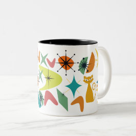 Taza Bicolor Mug De Patrón Retro De Mediados Del Siglo