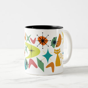 Taza Bicolor Mug De Patrón Retro De Mediados Del Siglo