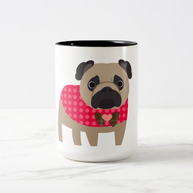 Taza Bicolor Mug De Pug Vestido (Centro)
