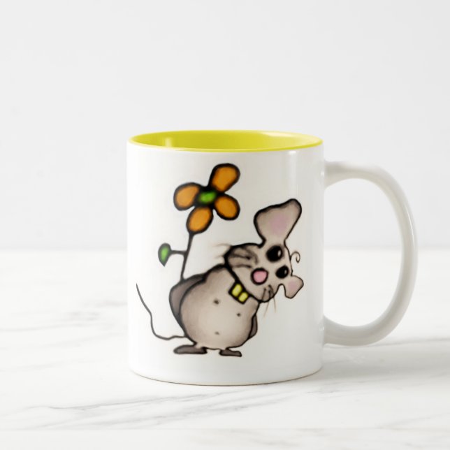 Taza Bicolor Mug de ratón y flor (Derecha)