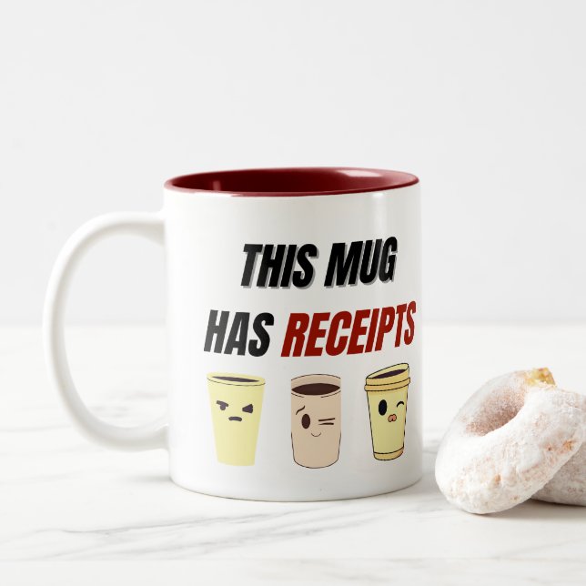 Taza Bicolor Mug de recibos - Gracioso regalo de café (Con donut)