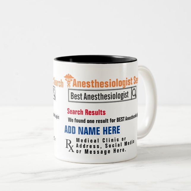 Taza Bicolor Mug de regalo de búsqueda de anestesiólogo (Anverso derecho)
