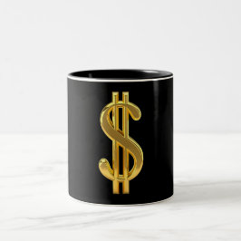 Taza Bicolor Mug de Rótulo en dólares dorados