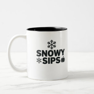 Taza Bicolor Mug De Sips De Nieve - Flave De Snowflake Y Calaba
