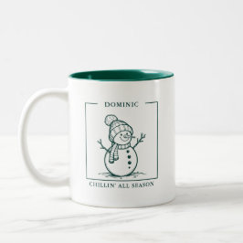 Taza Bicolor Mug De Snowman Personalizada - Un Delight De Invie