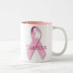 Taza Bicolor Mug de superviviente de cinta rosa