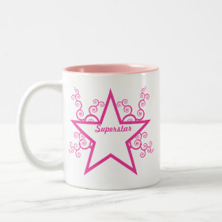 Taza Bicolor Mug de Swirls Superstar, rosa brillante