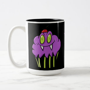 Taza Bicolor Mug de tarta de vampiro púrpura personalizada