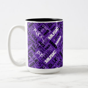 Taza Bicolor Mug de texto de música pop R & B de rock púrpura