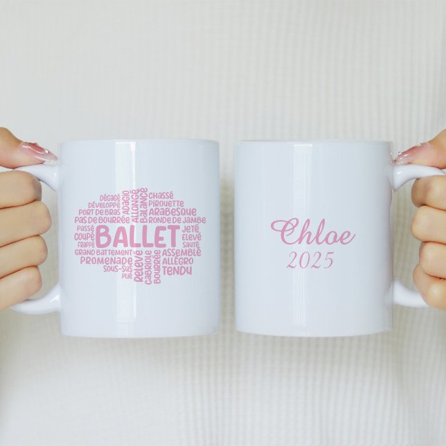 Taza Bicolor Mug de tiprografía de ballet rosa personalizado (Subido por el creador)