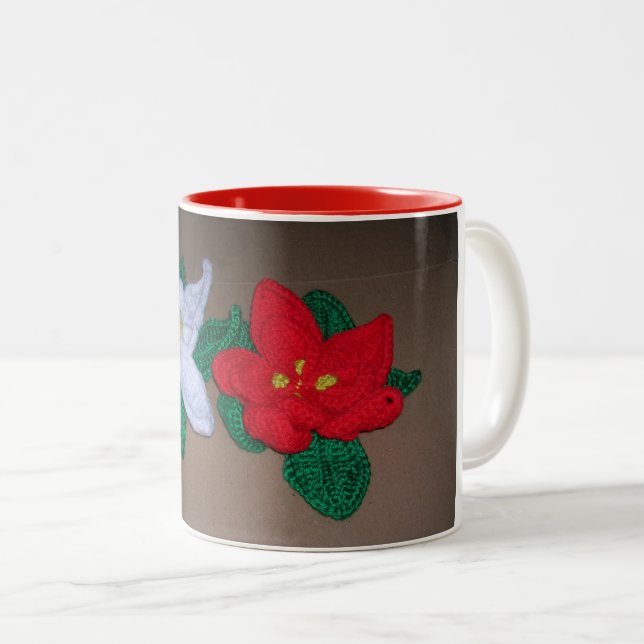 Taza Bicolor Mug - Decoraciones de Poinsettia (Anverso derecho)
