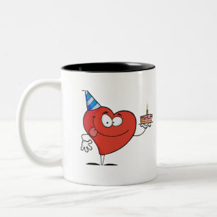 Taza Bicolor Mug del corazón rojo por cumpleaños