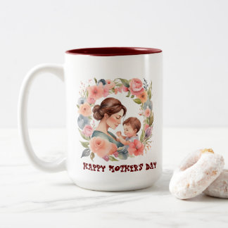 Taza Bicolor Mug del Día de la Madre| Mug del estilo acuarela p