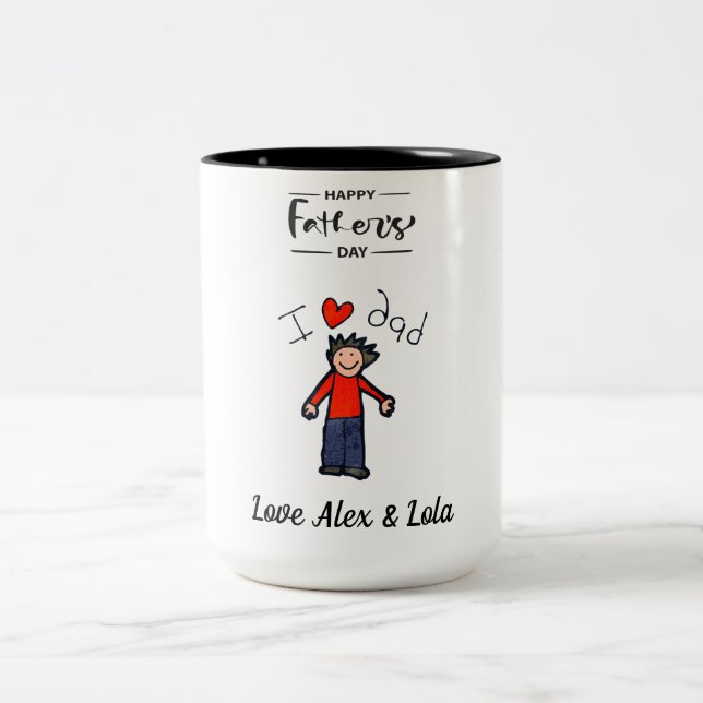 Taza Bicolor Mug del Día del Padre. Nombres personalizados. (Centro)