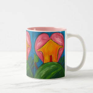 Taza Bicolor Mug. del hogar feliz
