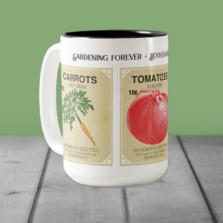 Taza Bicolor Mug del jardinero de paquetes de semillas de cosec