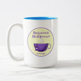 Taza Bicolor Mug del logotipo del autor de misterio de Rebecca 
