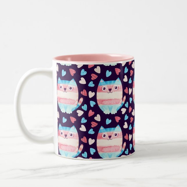 Taza Bicolor Mug del orgullo transgénero del gato (Izquierda)