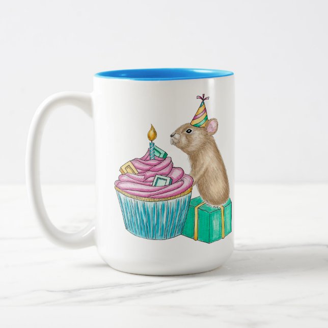 Taza Bicolor Mug del pastel de púas de cumpleaños (Izquierda)