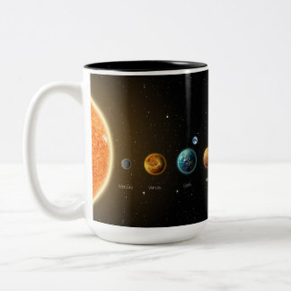 Taza Bicolor Mug del sistema solar de impresión de galaxia negr