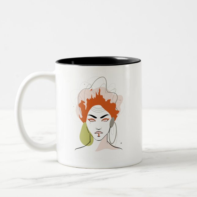 Taza Bicolor Mug dessin femme "She World" (Izquierda)