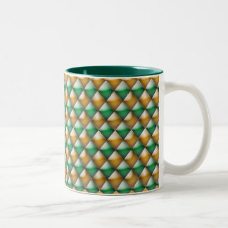 Taza Bicolor Mug - Diamantes 3D en verde y oro