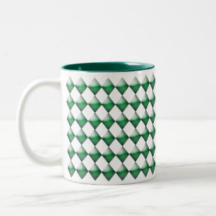 Taza Bicolor Mug - Diamantes verdes 3d
