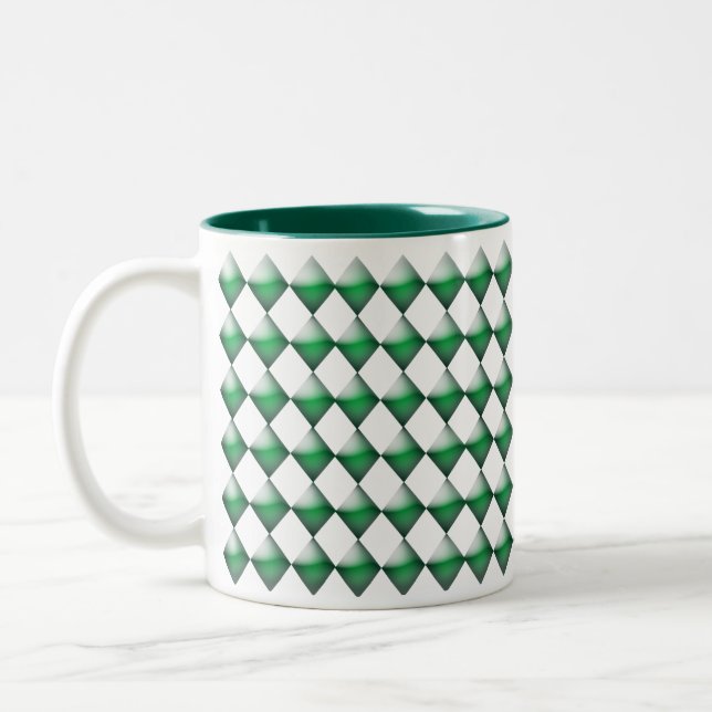 Taza Bicolor Mug - Diamantes verdes 3d (Izquierda)