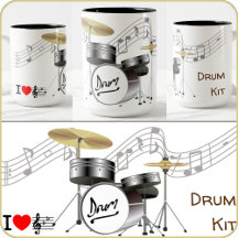 MUG - Diseño del kit de tambor - I Heart Music
