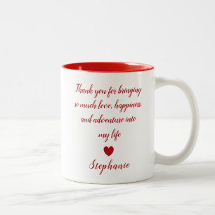 Taza Bicolor Mug, el día de San Valentín, con patrones de coraz