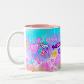 Taza Bicolor Mug "El mundo del corbata pie Kawaii"