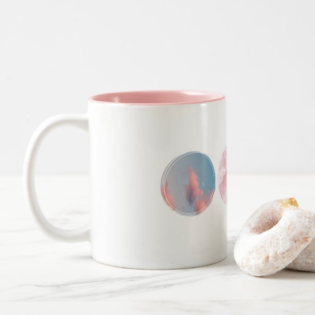 Taza Bicolor Mug estético nuboso (Con donut)