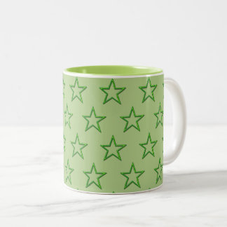 Taza Bicolor Mug - Estrellas verdes en verde pálido