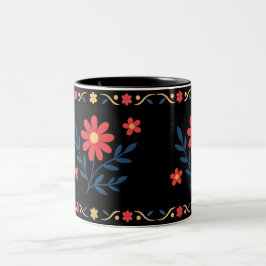 Taza Bicolor Mug Floral De Dos Tonos