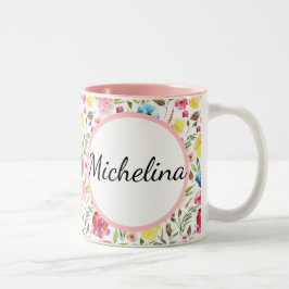 Taza Bicolor Mug Floral personalizada