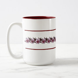 Taza Bicolor Mug - Flores de ciruela entre líneas de marrón