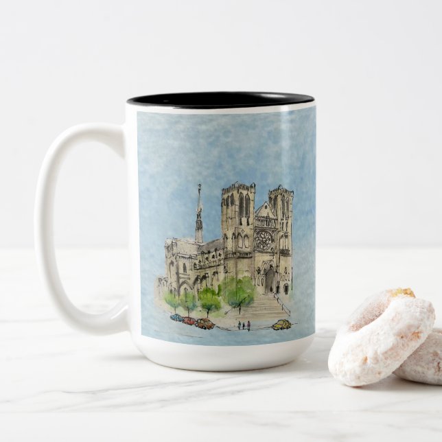 Taza Bicolor Mug: flying Joanna & Grace  (light blue sky) (Con donut)