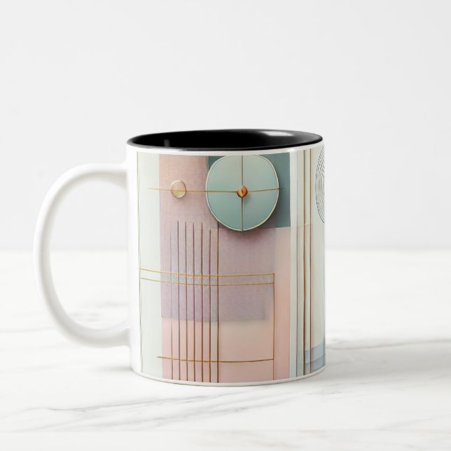 Taza Bicolor Mug geométrica abstracta moderna con diseño Pastel (Izquierda)