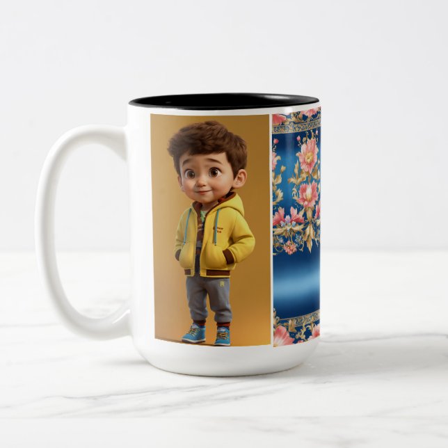 Taza Bicolor Mug Geométrica Moderna - Bebida cerámica contempor (Izquierda)