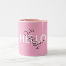 Mug "Hello" rosa personalizado con Personalizado