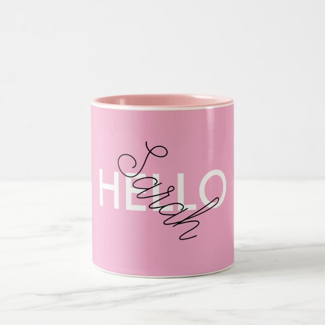 Taza Bicolor Mug "Hello" rosa personalizado con Personalizado (Centro)