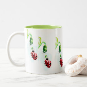 Taza Bicolor Mug: Ladybugs Flores Norteamericanas