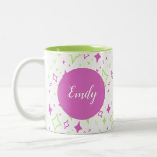 Taza Bicolor Mug Lime Purple personalizada con estrellas